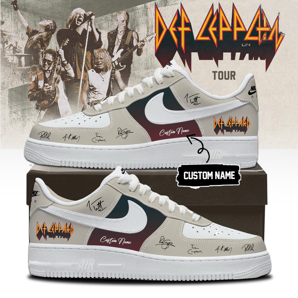 Def Leppard Black and White Band Music Sneakers