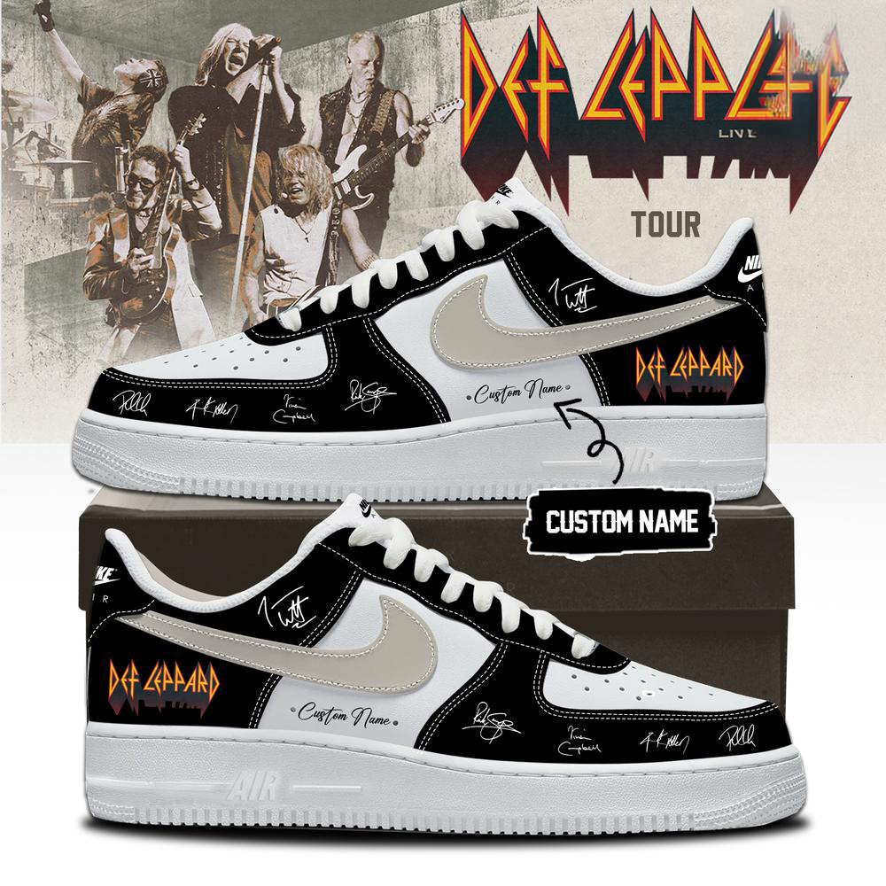 Def Leppard Gray and Black Graphic Tour Shoes