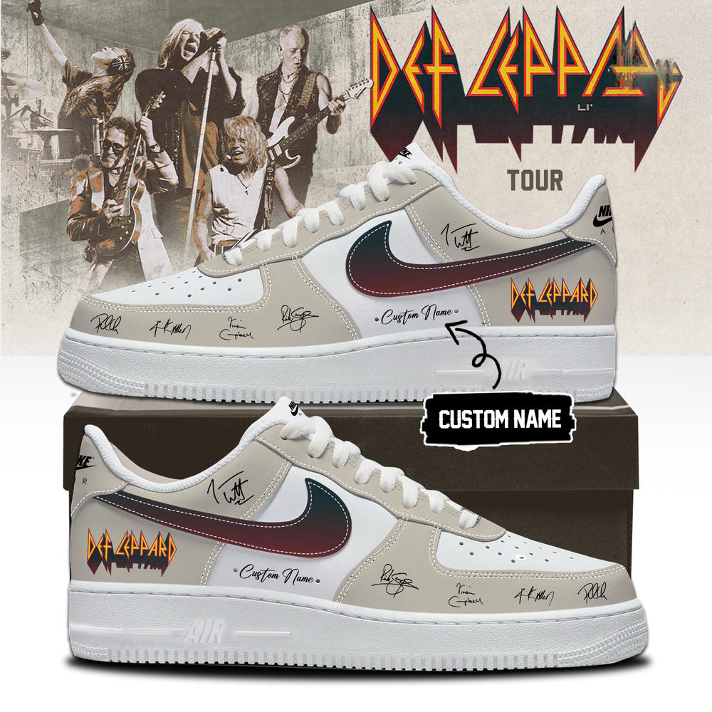 Def Leppard White Classic Rock Fan Sneakers