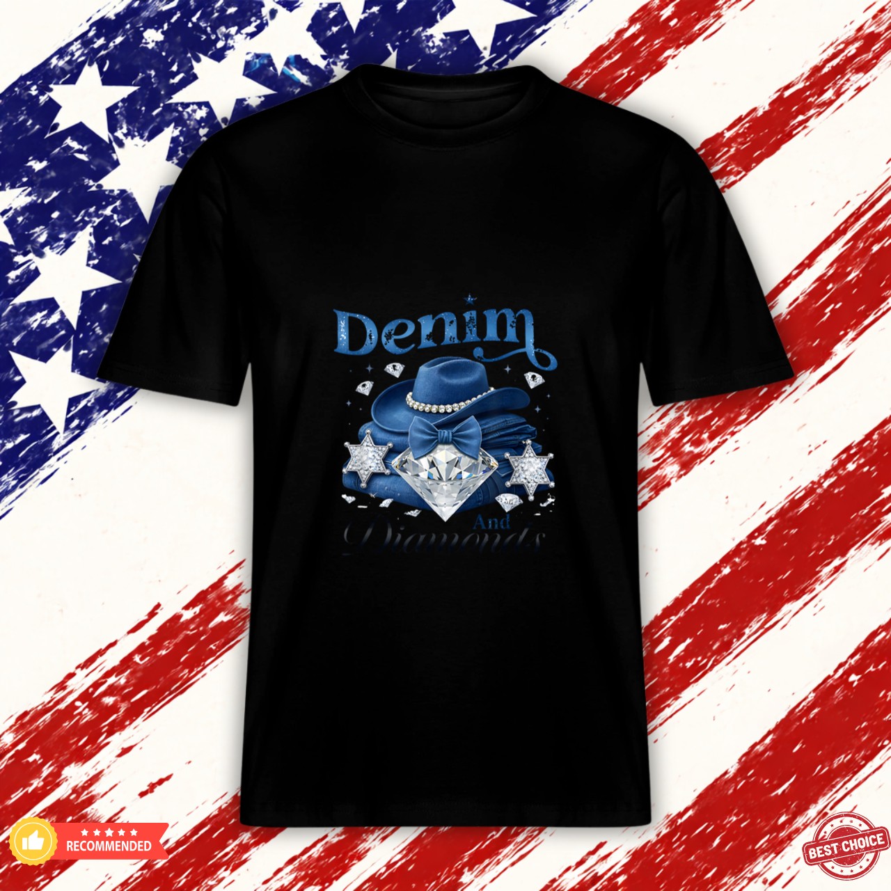 Denim and Diamonds Western Cowgirl Glam Style for Women Men Graphic Shirt