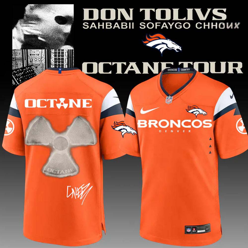 Denver Broncos x Don Toliver Octane Tour Orange Radioactive Symbol Football Jersey