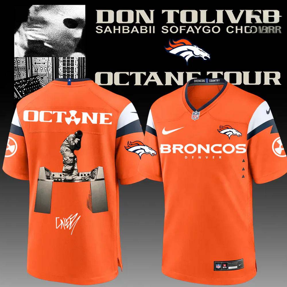 Denver Broncos x Don Toliver Octane Tour Orange Stage Performance Football Jersey