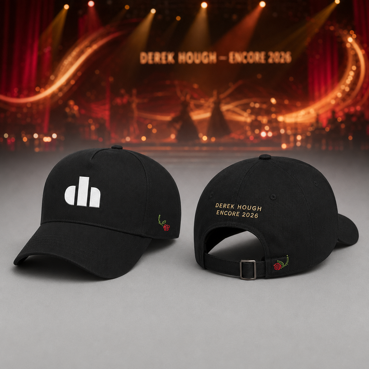Black Embroidered Baseball Cap - Derek Hough Encore Tour 2026
