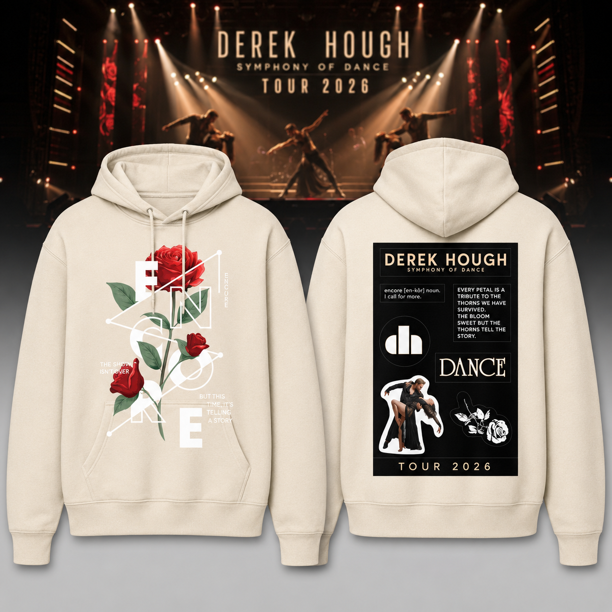 Derek Hough Tour 2026 Encore Hoodie - Rose White