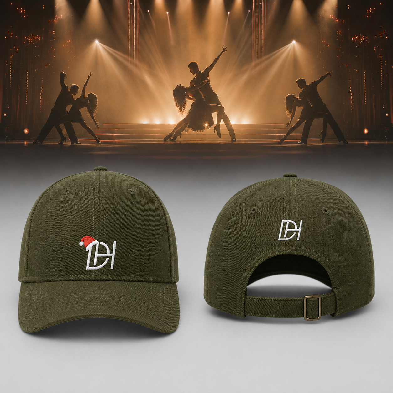 Olive Green Embroidered DH Baseball Cap - Derek Hough Tour 2026