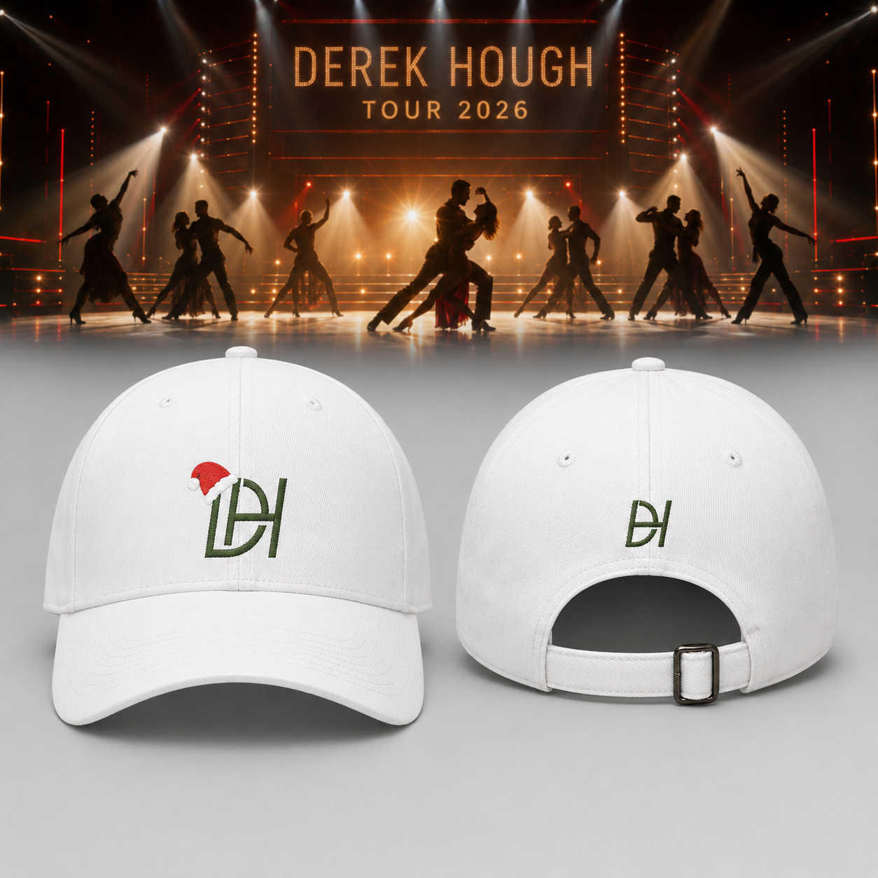 Derek Hough Tour 2026 White Santa Hat