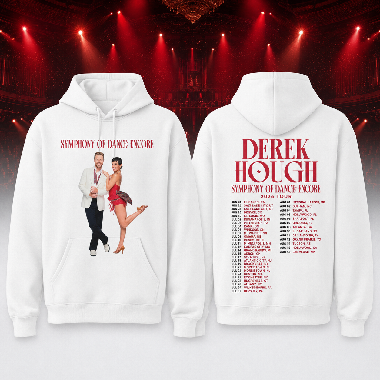 White Derek Hough Tour 2026 Symphony Of Dance Encore Hoodie