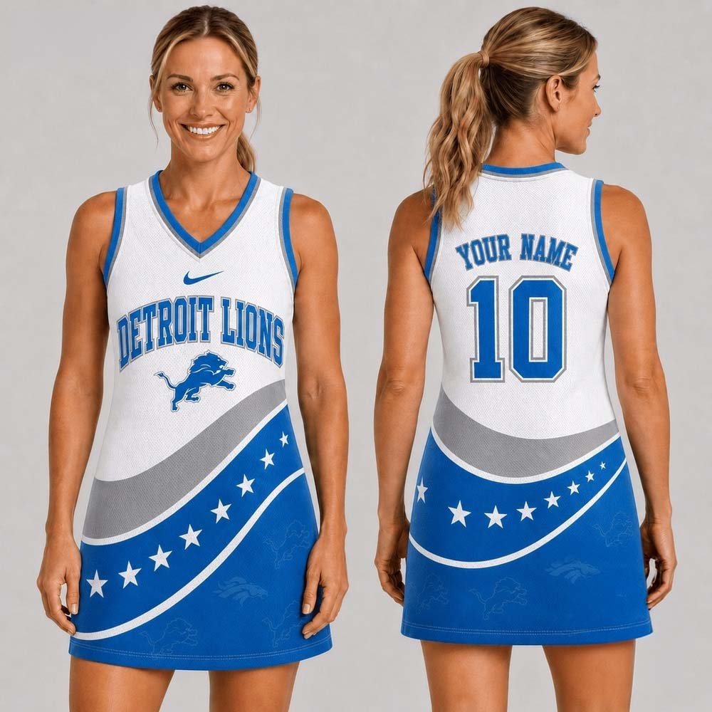Detroit Lions Bold Team Pride Women's Jersey Dress Football Fan Collection 2 - Unicasport Detroit Lions Bold Team Pride Women's Jersey Dress Football Fan Collection