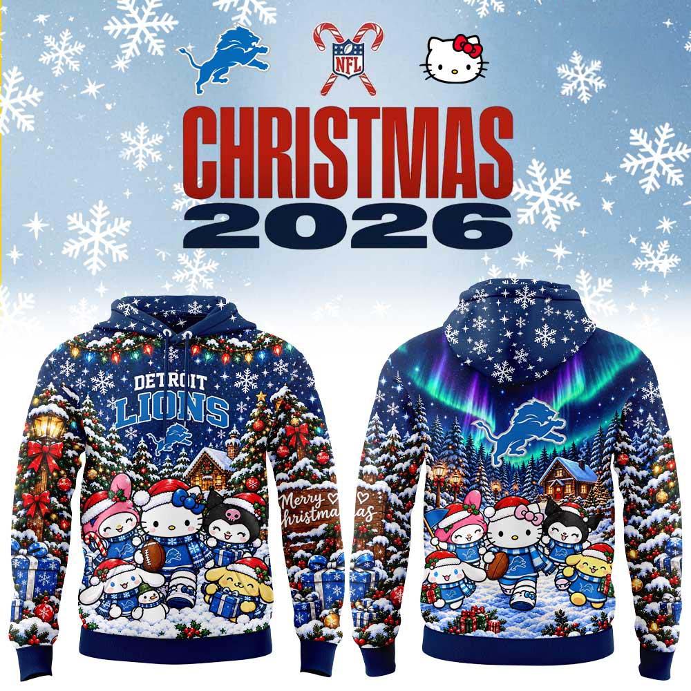 Detroit Lions x Hello Kitty Christmas Day 2026 Pullover Hoodie