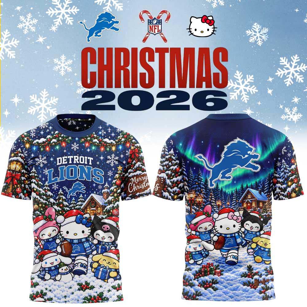 Detroit Lions x Hello Kitty Christmas Day 2026 Short Sleeve TShirt