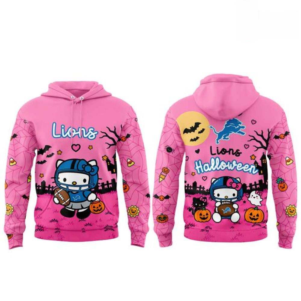 Detroit Lions x Hello Kitty Halloween Pullover Hoodie - Image 2