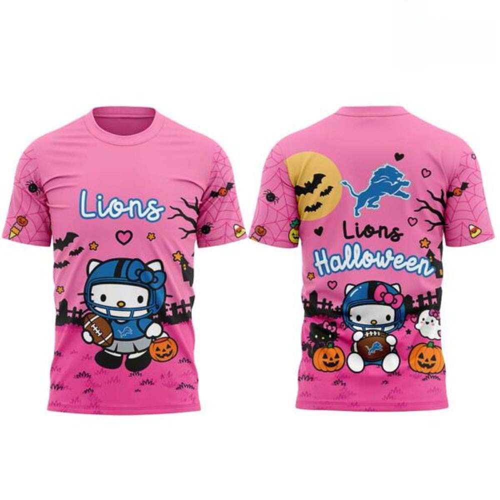 Detroit Lions x Hello Kitty Halloween Short Sleeve TShirt - Image 2
