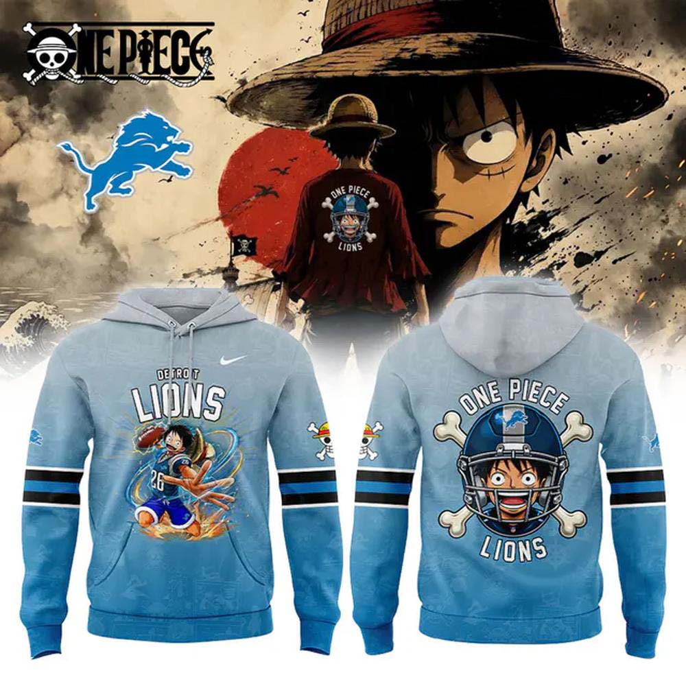 Detroit Lions x One Piece Monkey D Luffy 2026 Pullover Hoodie