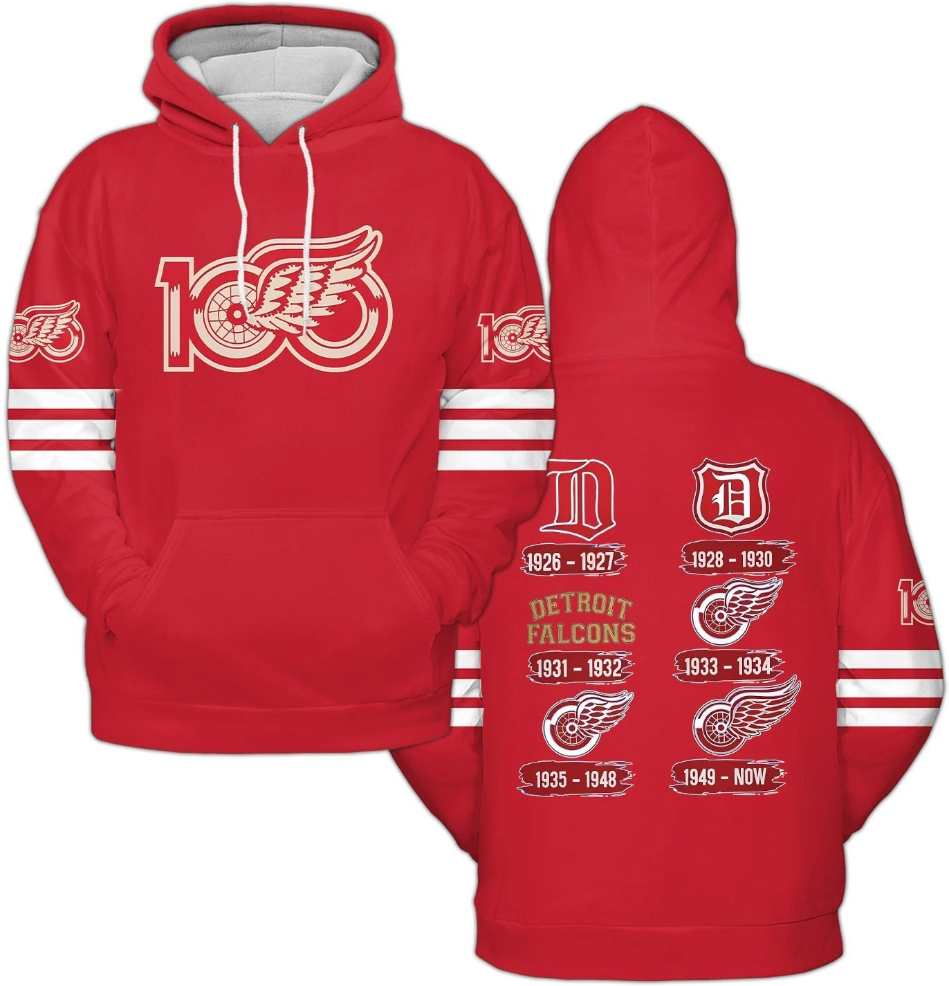 Detroit Red Wings 100th Anniversary 2026 Hoodie Hockey NHL Merch Best Gift For Hockey Fans Hot Item 2026 
