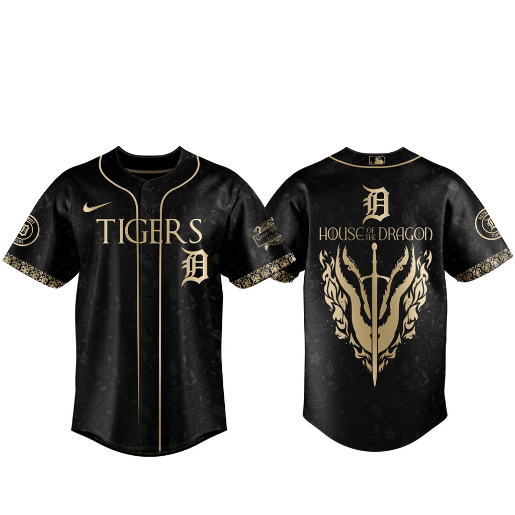 Detroit Tigers 2026 House of the Dragon Night Black Baseball Jersey