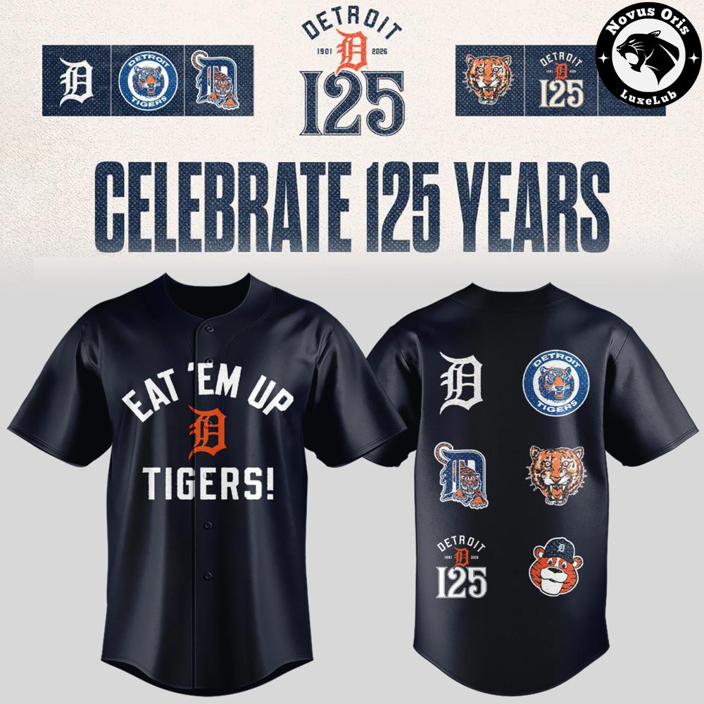 Detroit Tigers Eat Em Up Tigers 125th Anniversary Baseball Jersey 1 - Unicasport Detroit Tigers Eat Em Up Tigers 125th Anniversary Baseball Jersey