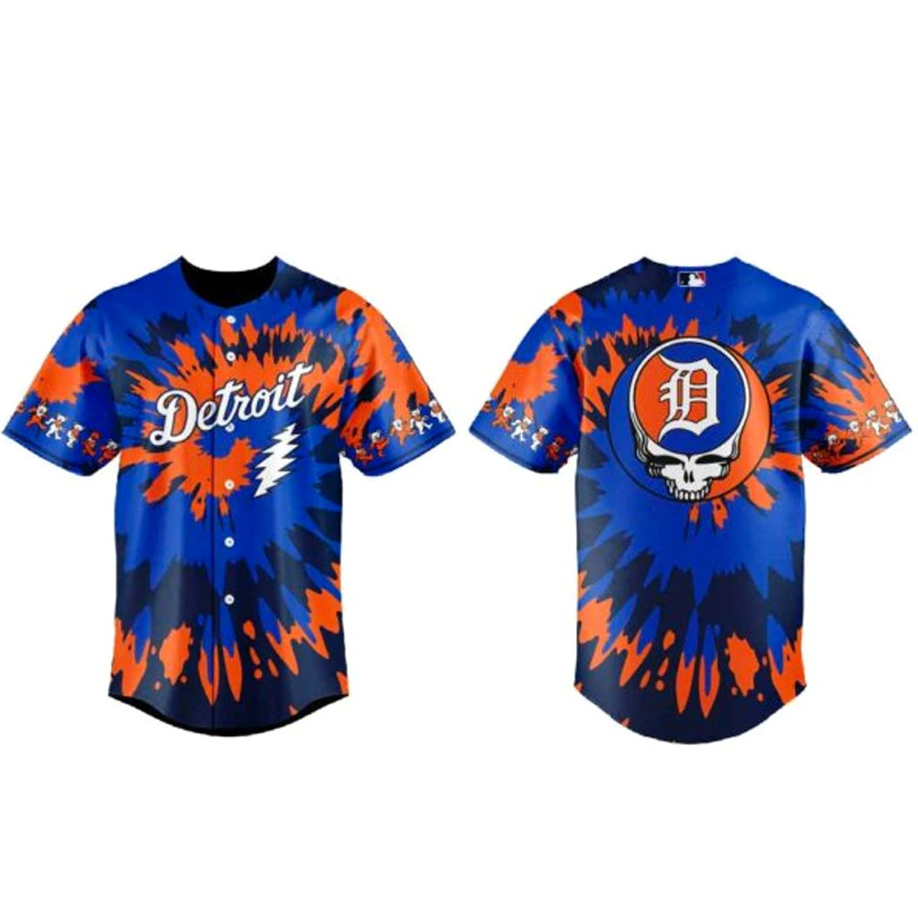 Detroit Tigers Grateful Dead Night Baseball Jersey Music Fan Button-Up Shirt
