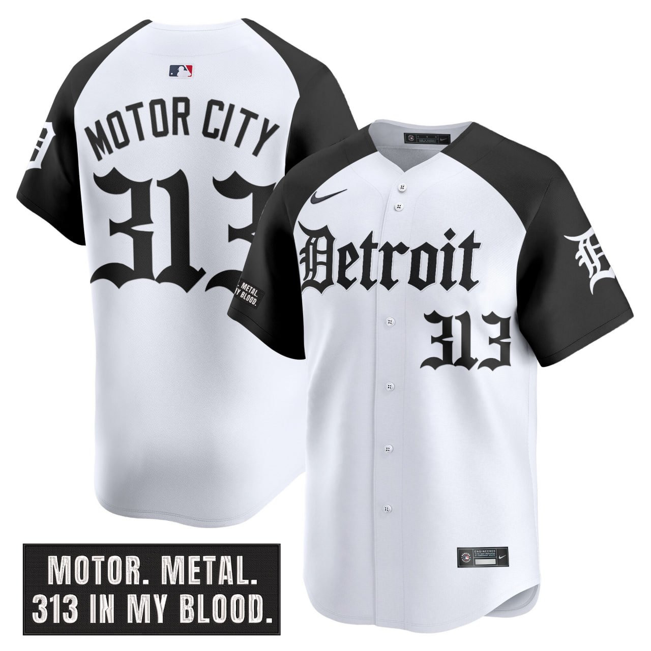 Detroit Tigers Motor City 313 White Black Sleeve Baseball Jersey Fan Jersey Collection 1 - Unicasport Detroit Tigers Motor City 313 White Black Sleeve Baseball Jersey Fan Jersey Collection