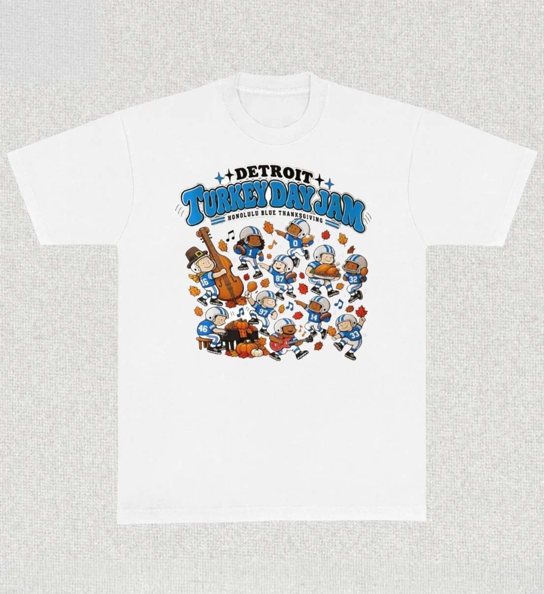 Detroit Turkey Day Jam Honolulu Blue Thanksgiving Shirt