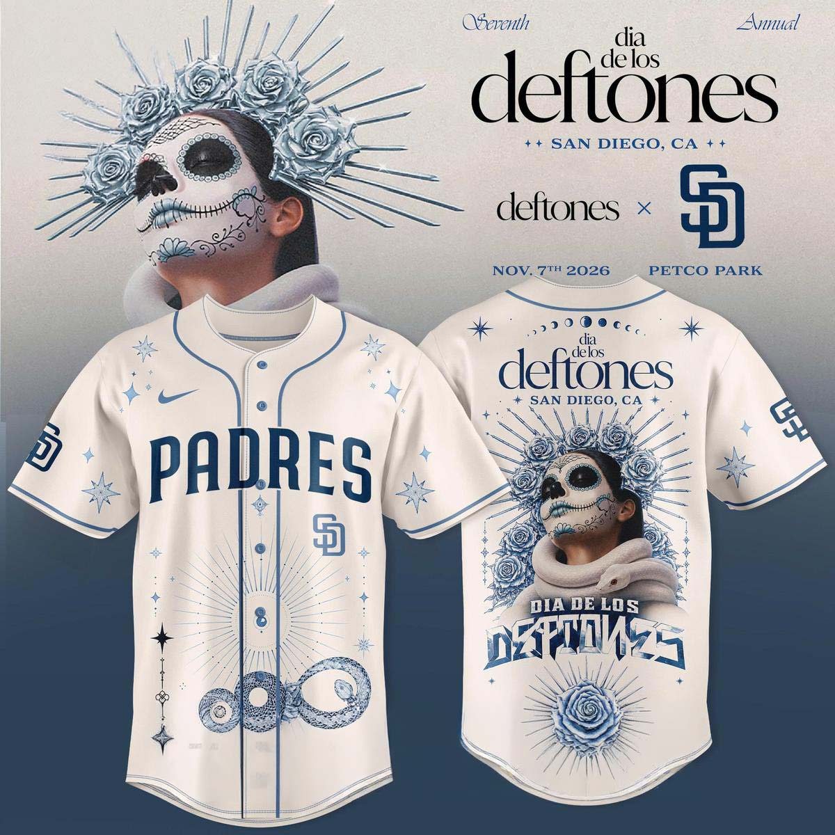 Dia De Los Deftones x San Diego Padres Baseball Jersey Best Gift for Fans