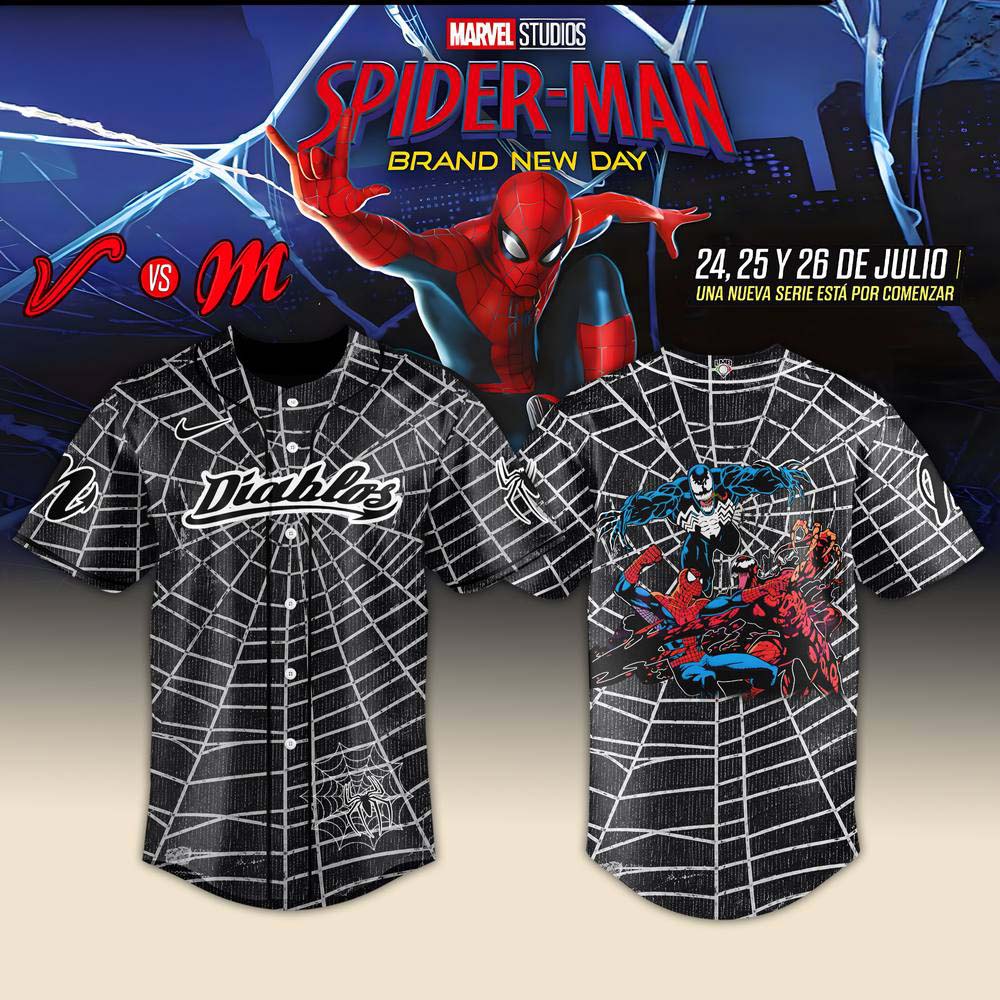 Diablos Rojos del Mexico x Spider-Man Brand New Day 2026 Jersey - Black