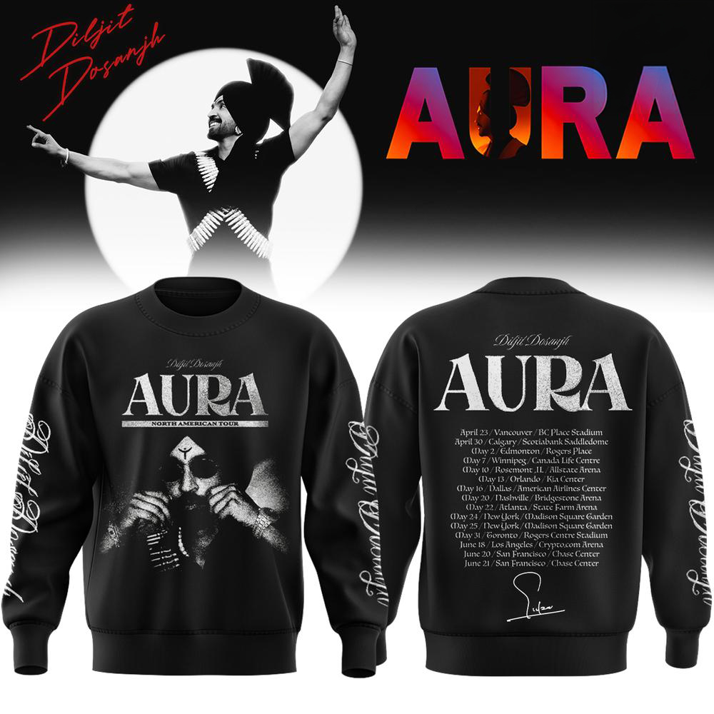 Diljit Dosanjh AURA Black World Tour Sweatshirt