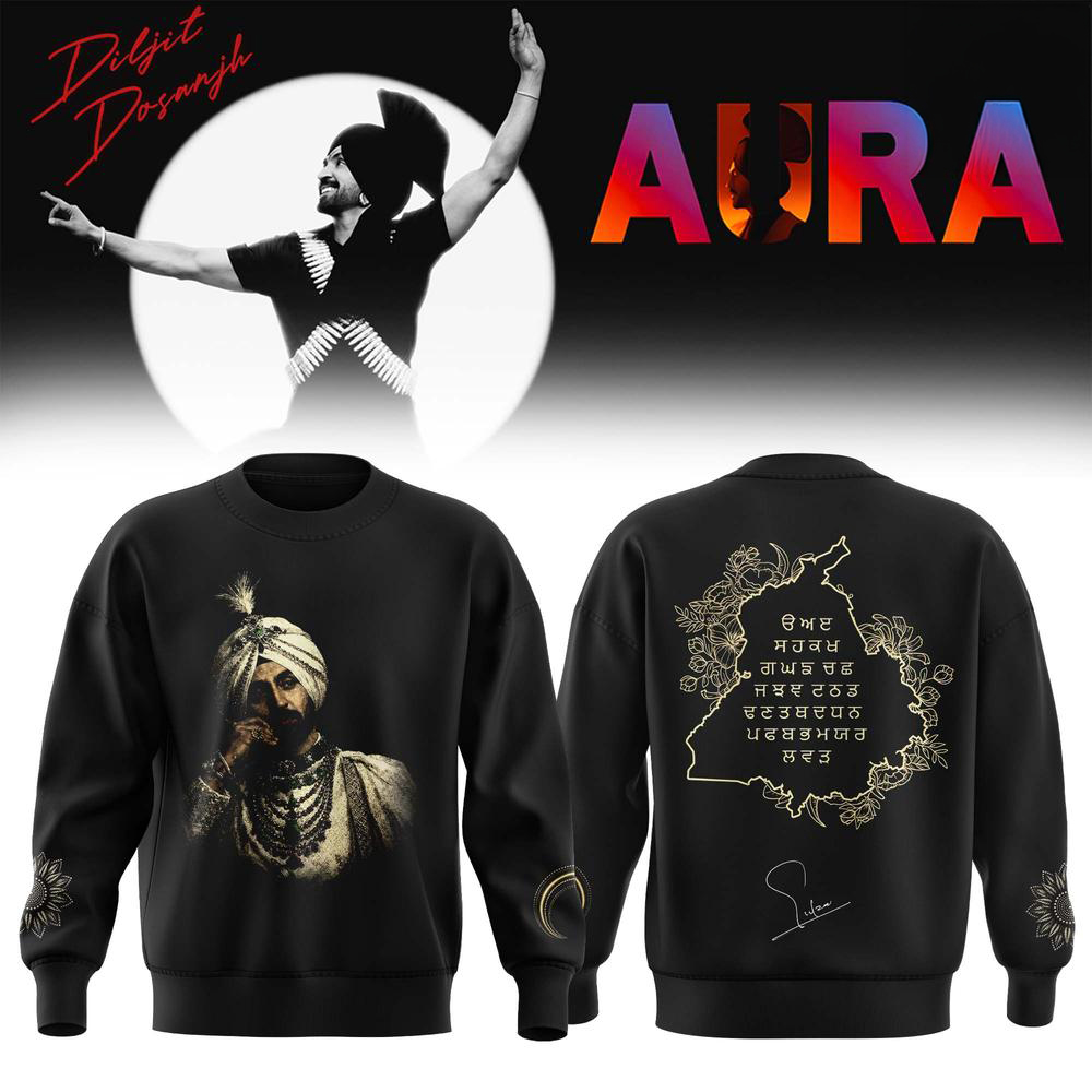 Diljit Dosanjh Black and Gold Concert Sweatshirt