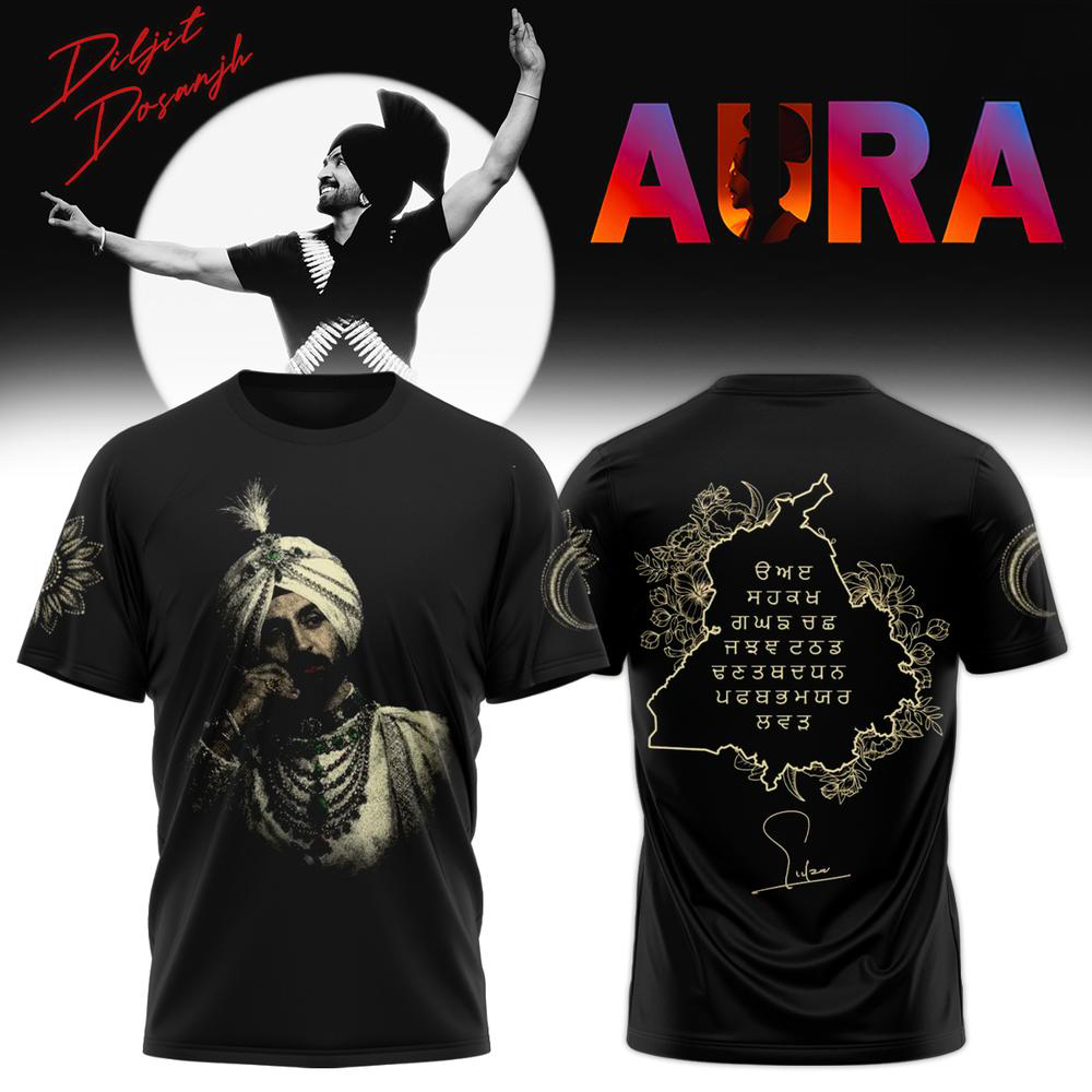 Diljit Dosanjh Black and Gold Music Fan T Shirt