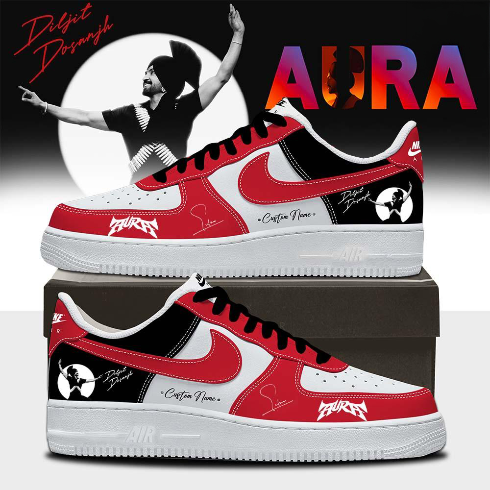 Diljit Dosanjh Black and Red AURA World Tour Sneakers