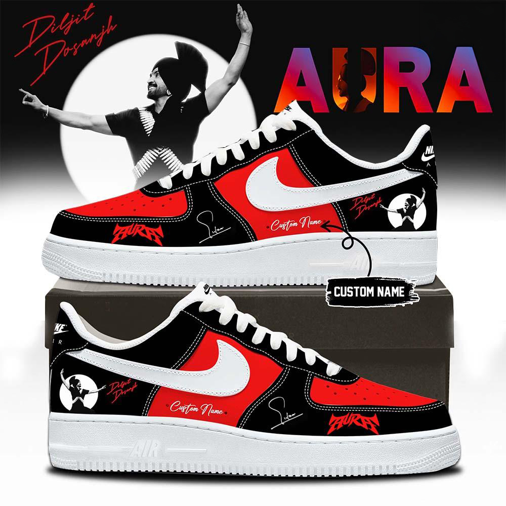 Diljit Dosanjh Black and Red Band Fan High Top Sneakers