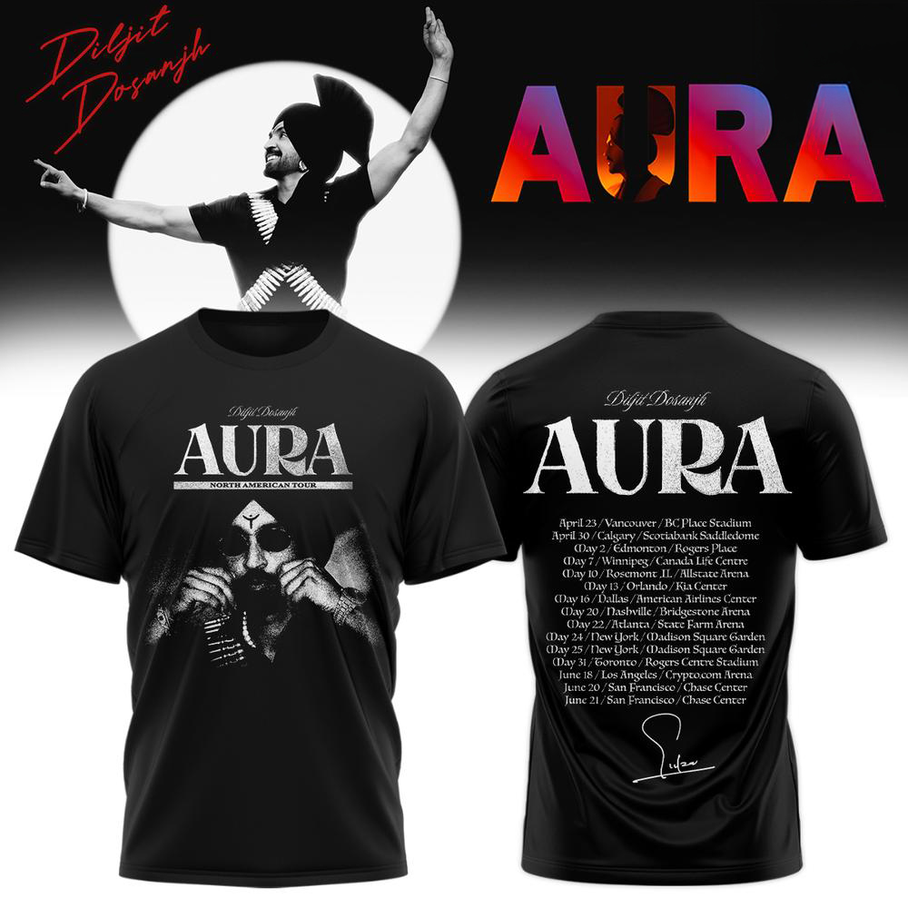 Diljit Dosanjh Black AURA World Tour T Shirt