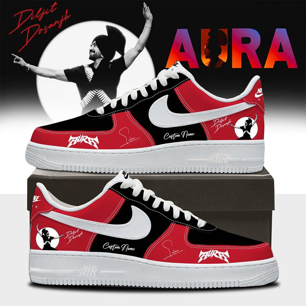 Diljit Dosanjh Red and Black Tour Graphic Sneakers