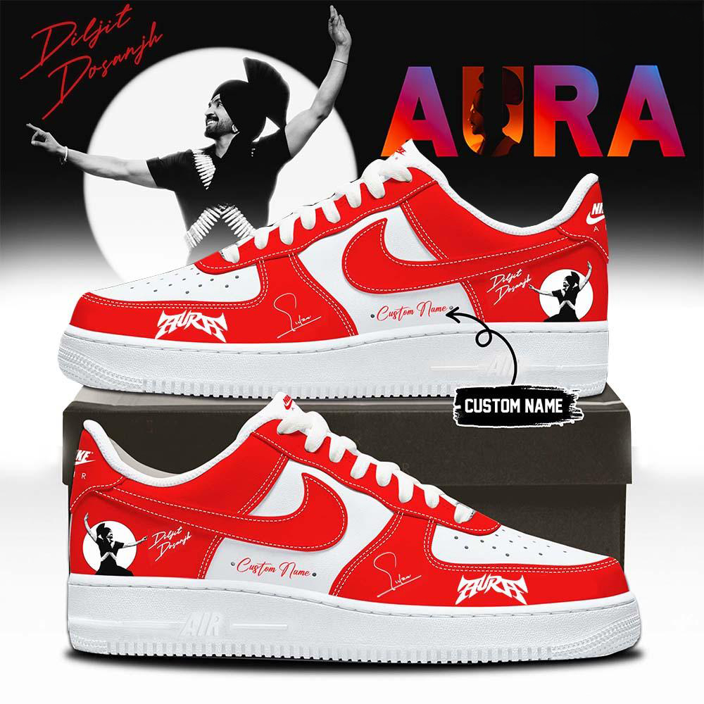 Diljit Dosanjh Red and White Concert Graphic Sneakers