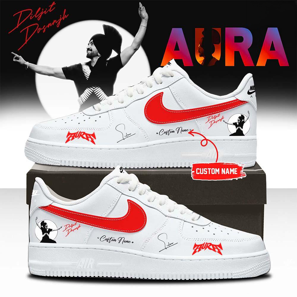 Diljit Dosanjh White and Red AURA Tour Sneakers