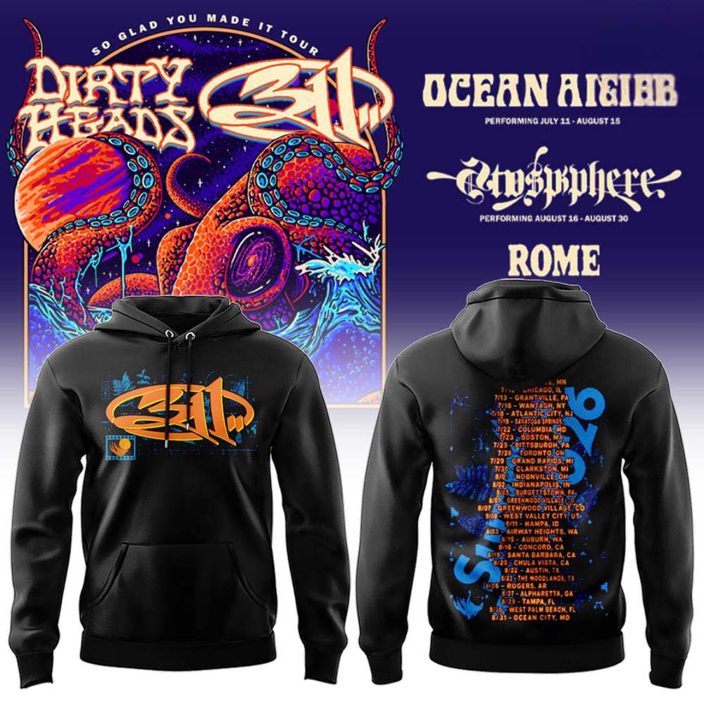 Dirty Heads x 311 So Glad You Made It Tour 2026 Concert Merchandise Black Hoodie - Ultimate Fan Gift Idea