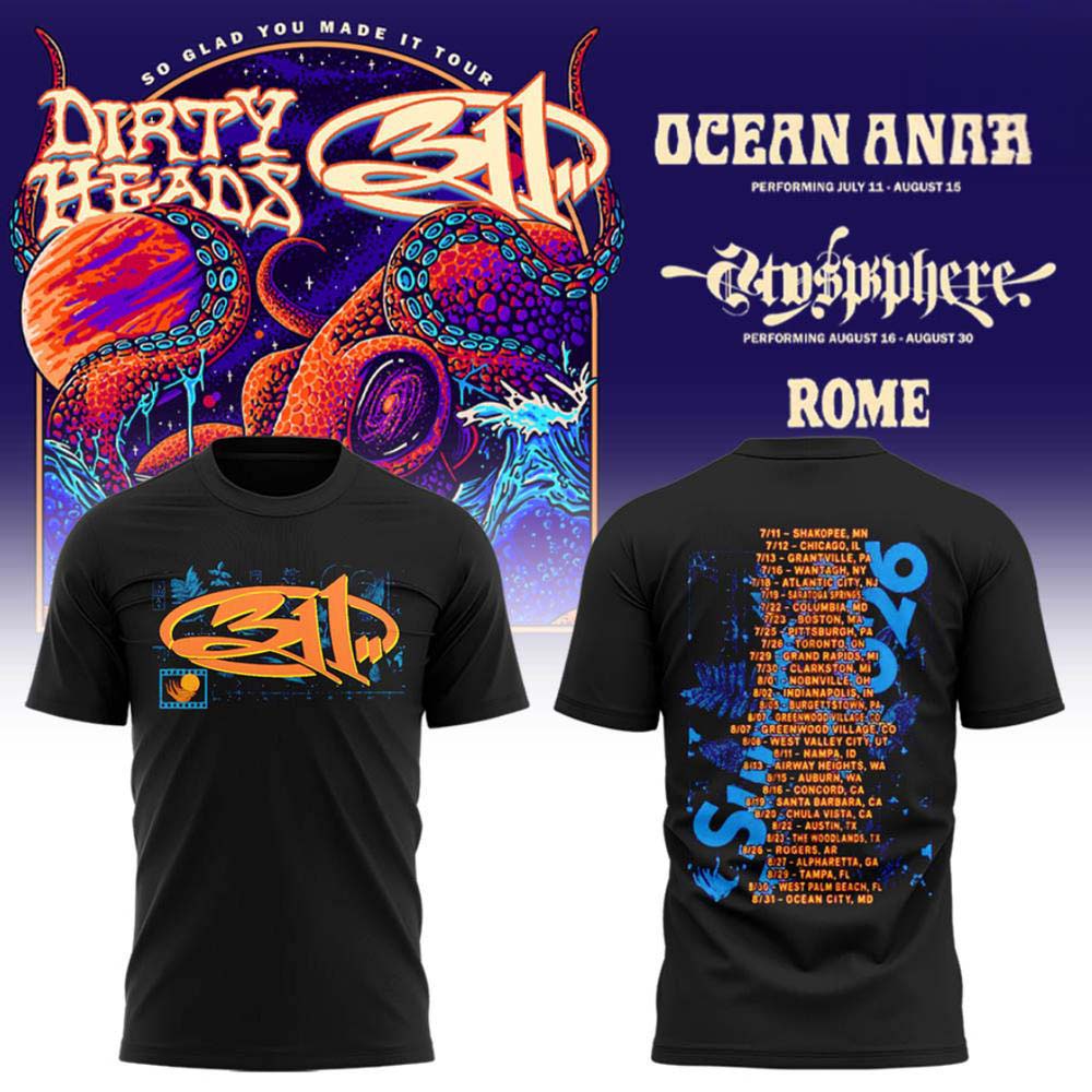 Dirty Heads x 311 So Glad You Made It Tour 2026 Black Concert T-Shirt - Best Gift for Fans