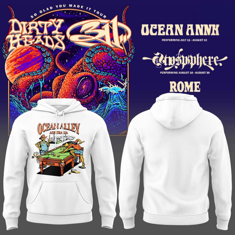 Dirty Heads x 311 White Graphic Concert Hoodie - So Glad You Made It Tour 2026 Gift Idea