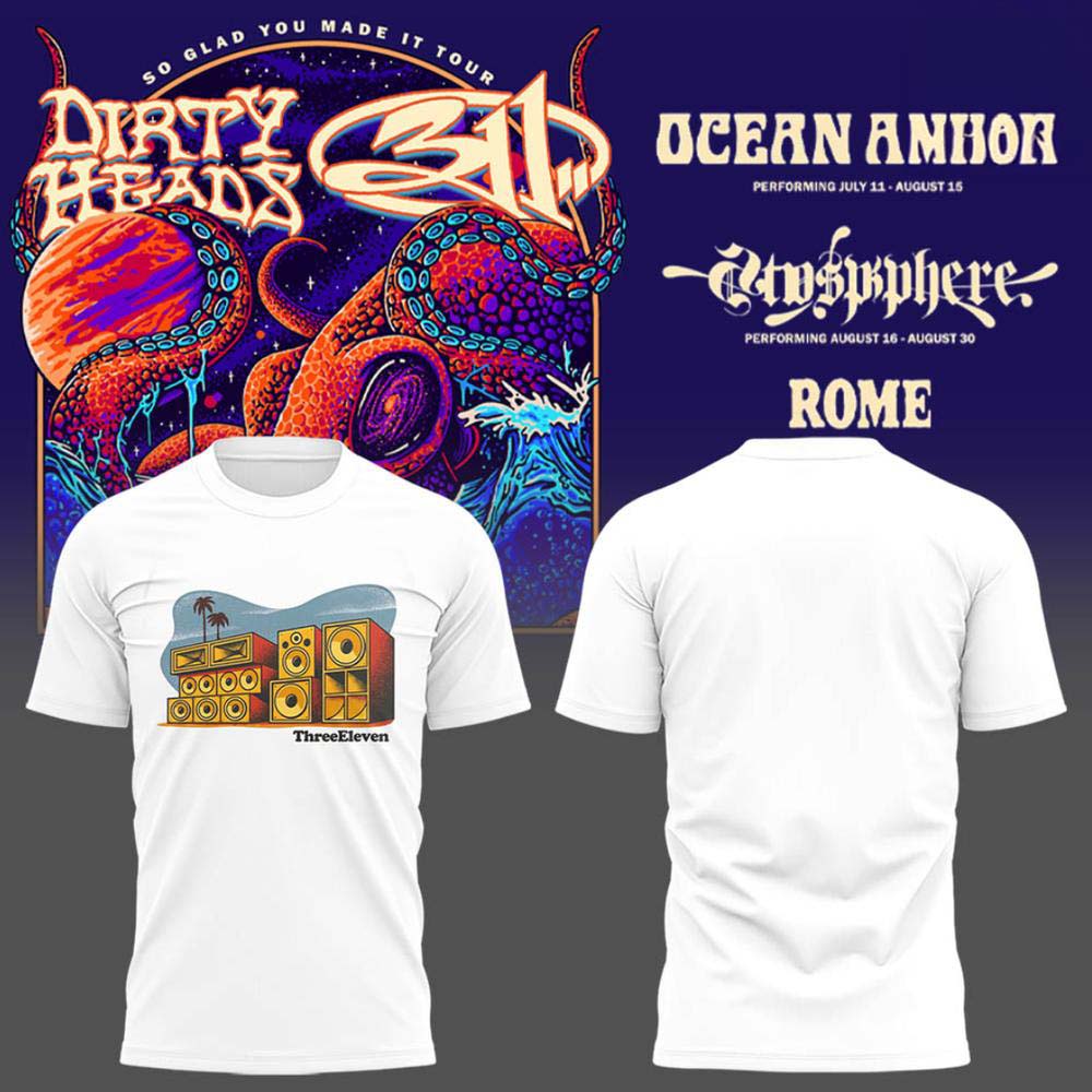 Dirty Heads x 311 So Glad You Made It Tour 2026 White Graphic T-Shirt - Best Gift for Fans