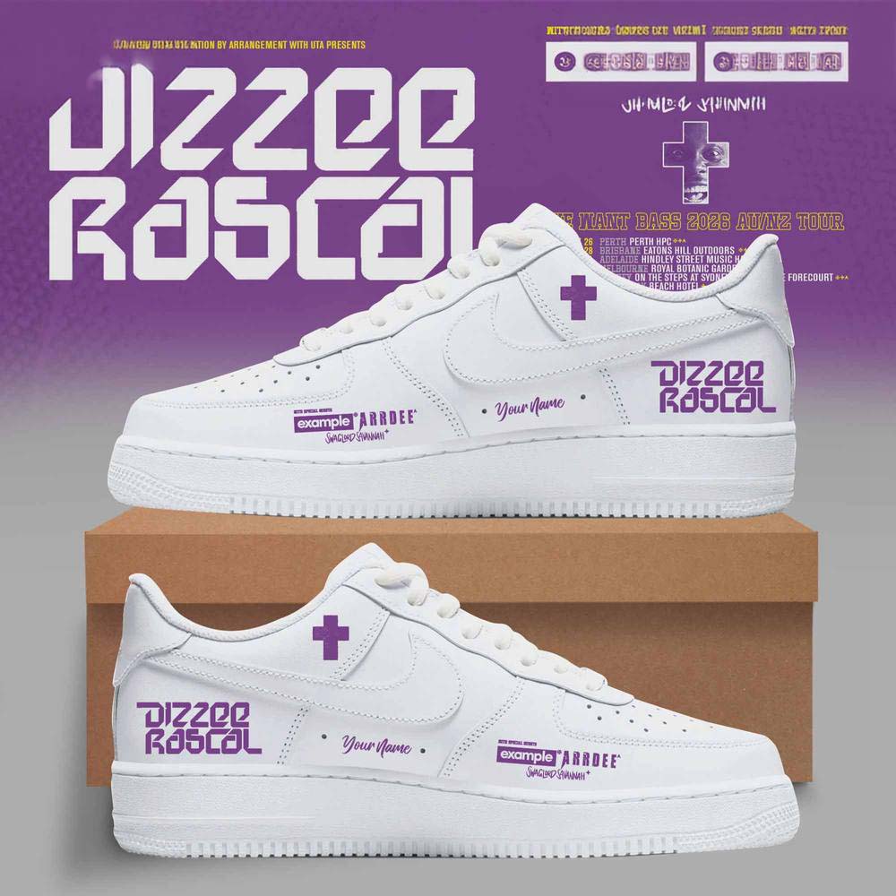 White Purple Dizzee Rascal We Want Bass Air Force 1 Sneakers