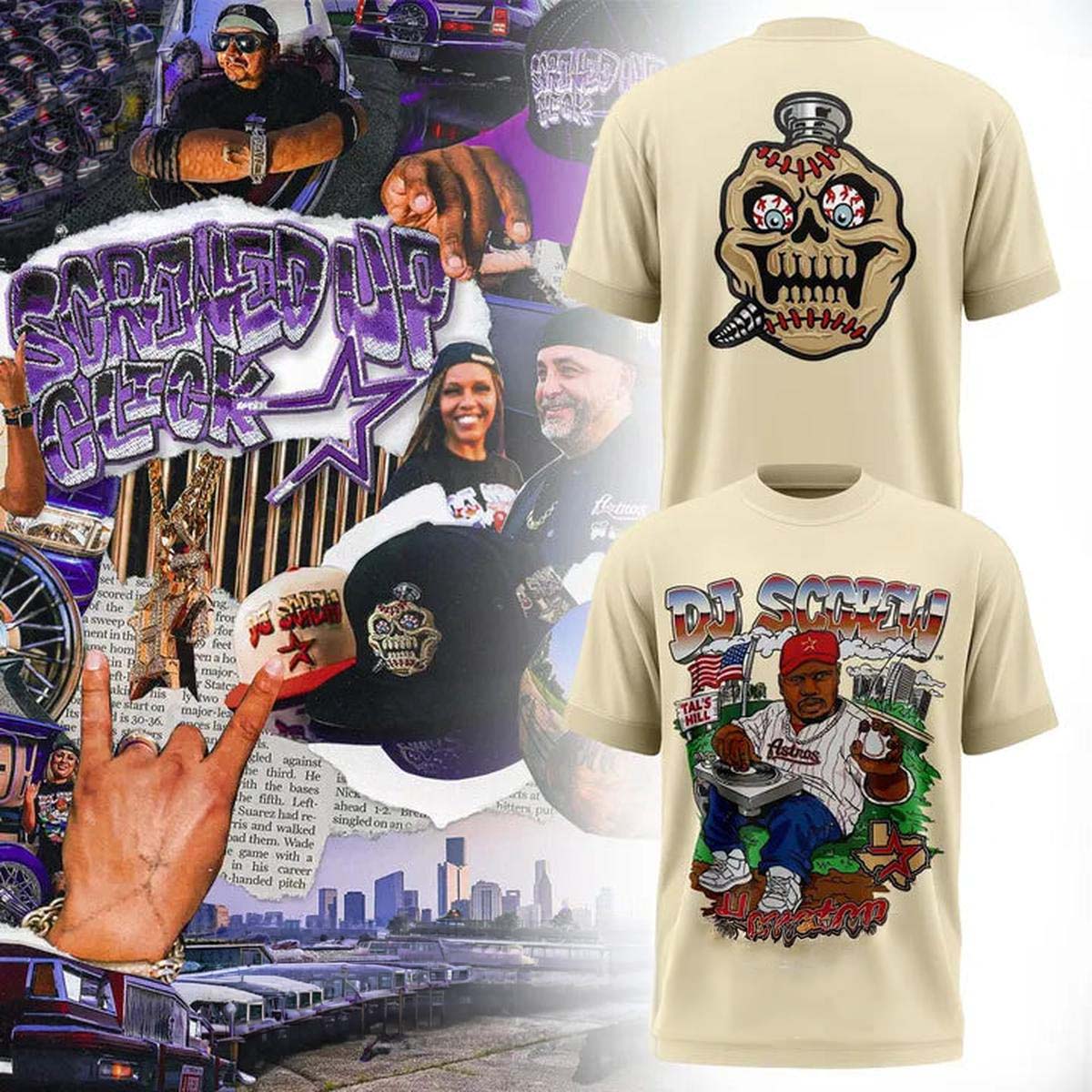DJ Screw x Houston Astros Tal's Hill Screwed Up Click T-Shirt Best Gift for Fans