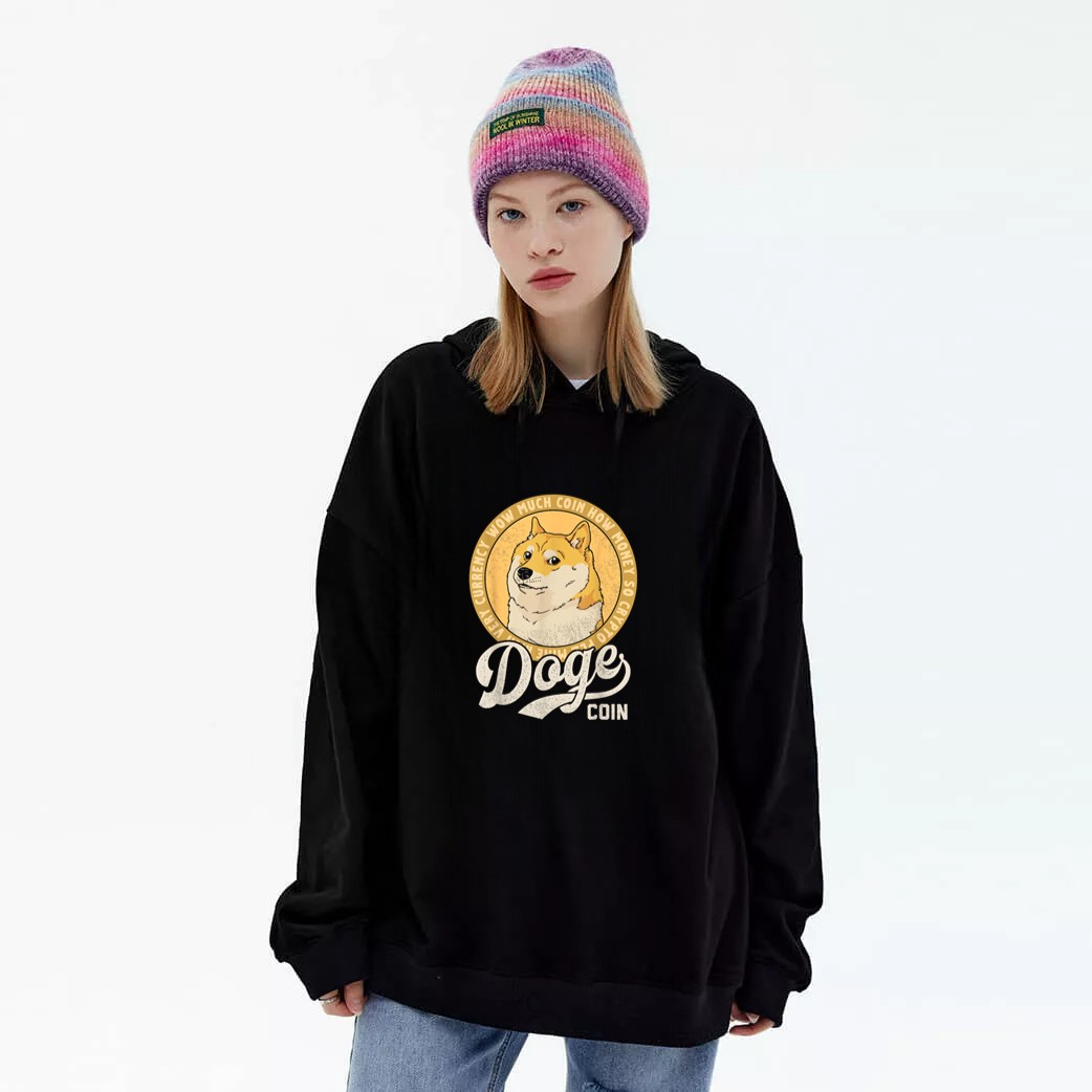 Dogecoin Doge Coin Logo Shiba Inu Dog Crypto Currency Meme Graphic Hoodie