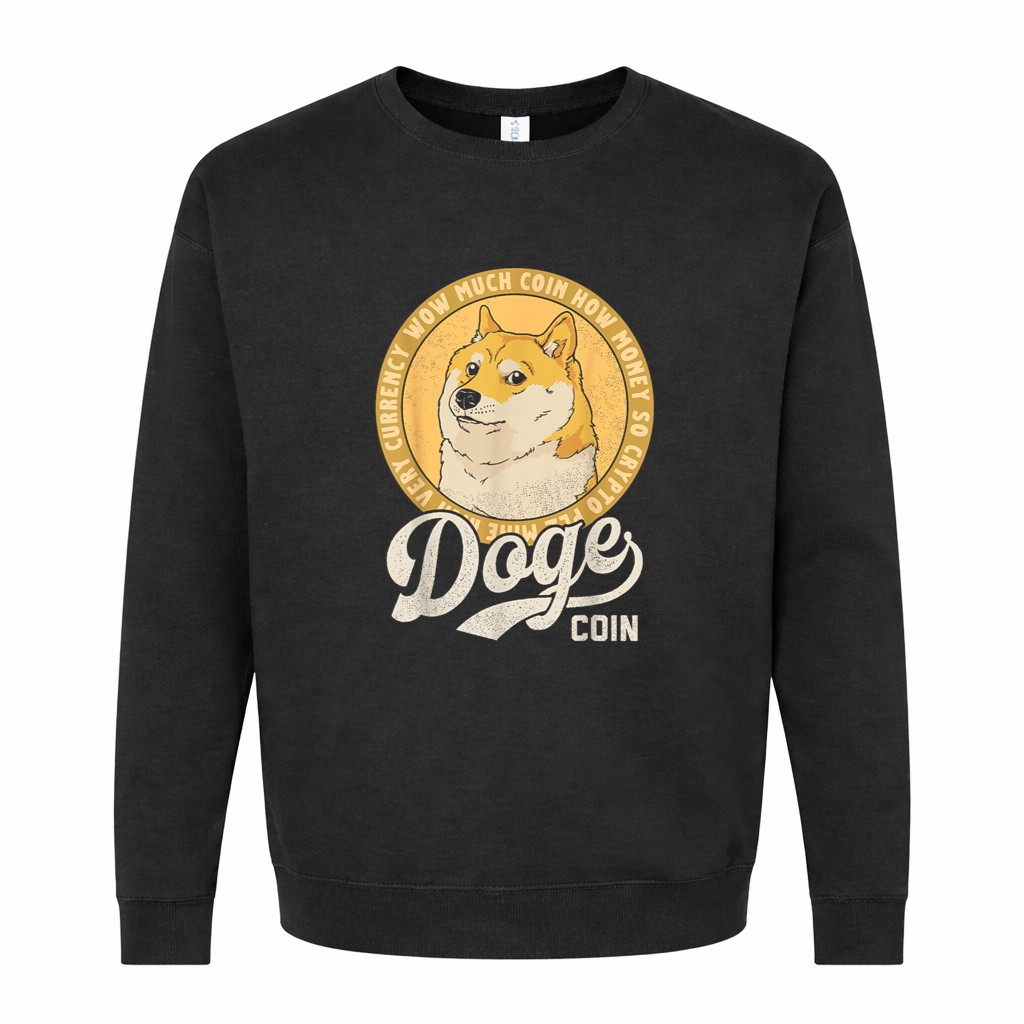 Dogecoin Doge Coin Logo Shiba Inu Dog Crypto Currency Meme Graphic Sweatshirt