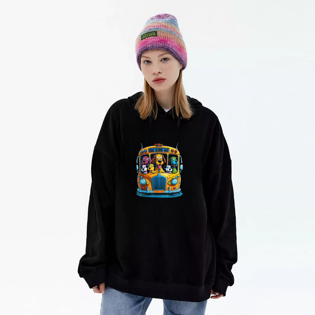 Doggie Daycare Bus Pick-Up Funny Design for Dog Lovers Graphic Hoodie
