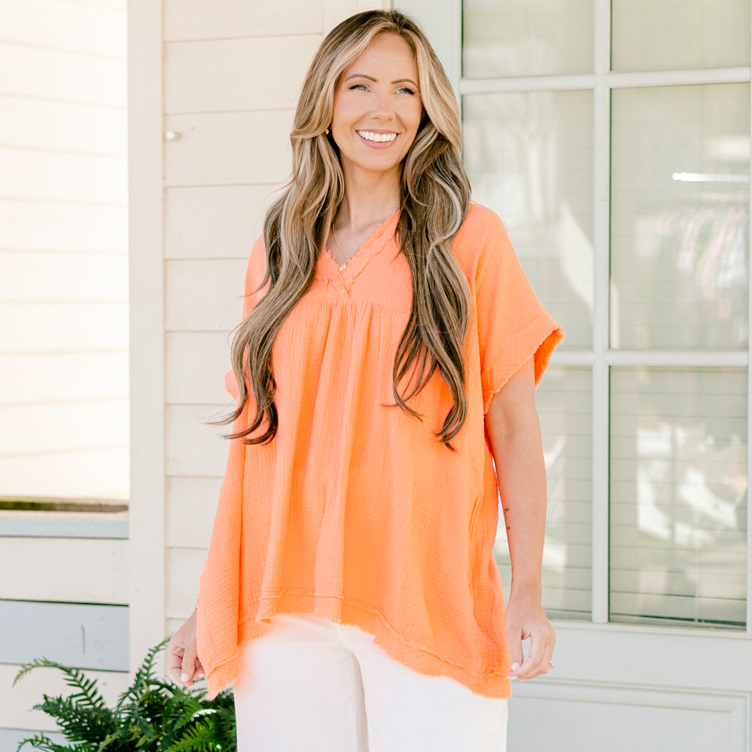 Don't Keep Me Away Top, Coral 7 Don't Keep Me Away Top, Coral - Image 7