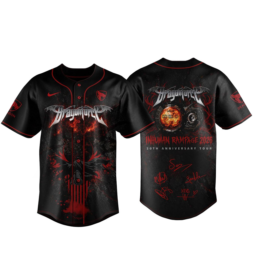 DragonForce Inhuman Rampage 20th Anniversary Tour 2026 Signature Baseball Jersey