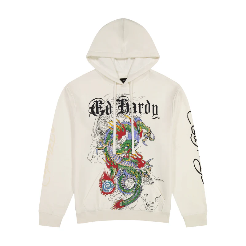 Ed Hardy Merch Japan Dragon Ivory Pullover Hoodie Gift For Everyone