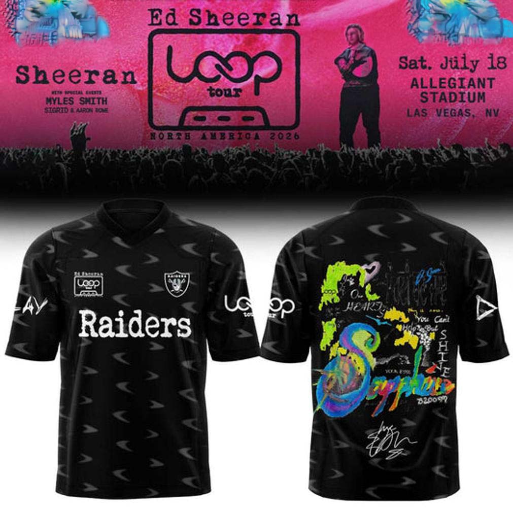 Ed Sheeran The Loop Tour 2026 Las Vegas Raiders Football Jersey - Best Gift for Fans