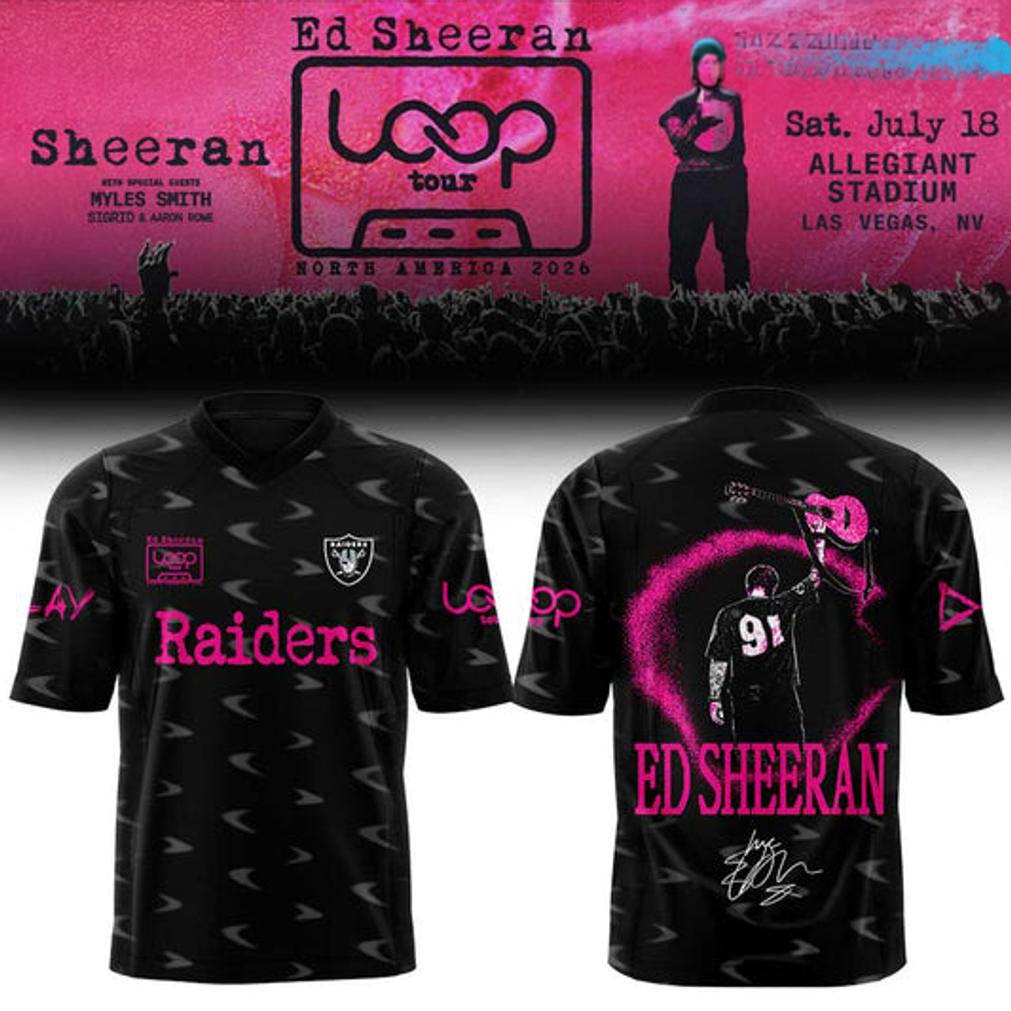 Ed Sheeran The Loop Tour 2026 Pink Raiders Football Jersey - Best Gift for Fans