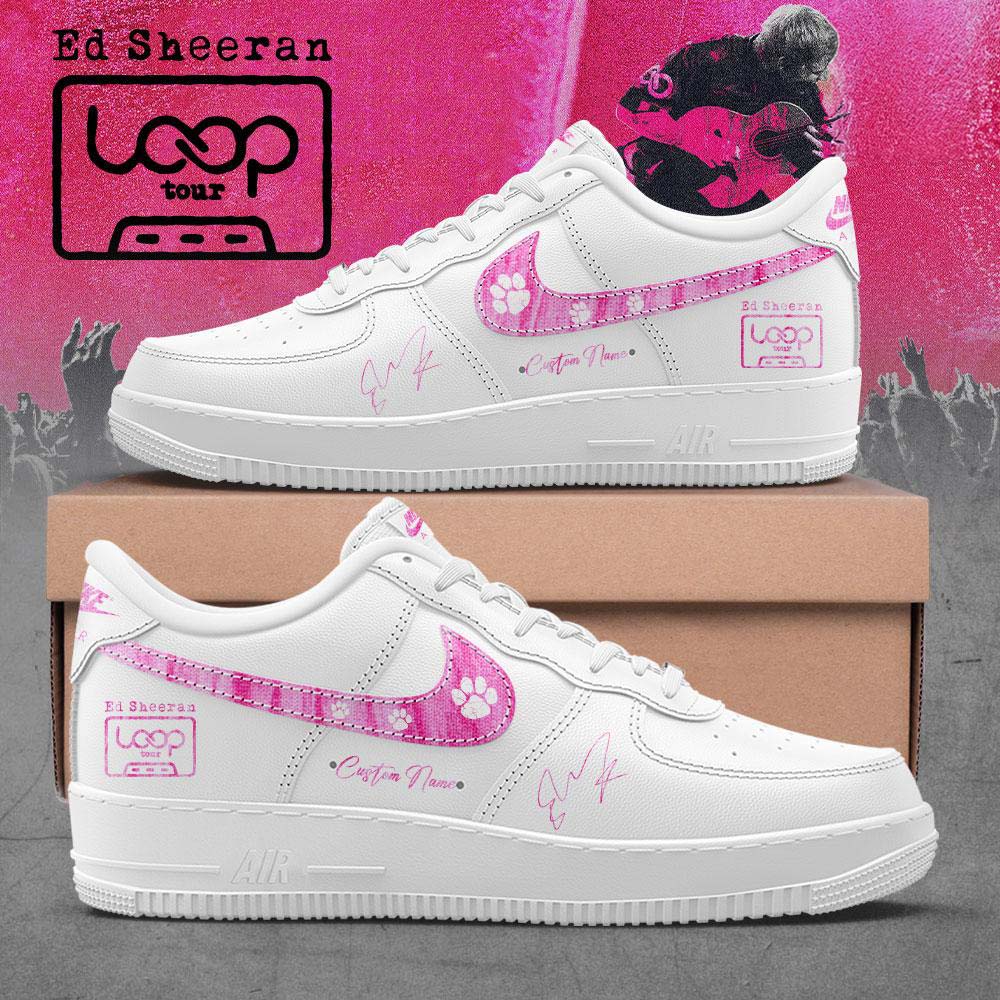 Ed Sheeran The Loop Tour 2026 White Pink Air Force 1 Sneakers - Best Gift for Fans