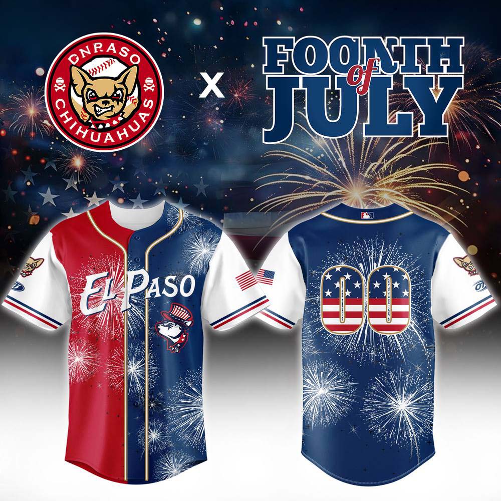 Custom El Paso Chihuahuas 4th Of July Independence Day Jersey
